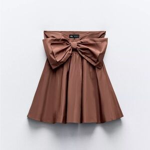 Zara Strapless Brown Dress with Bow